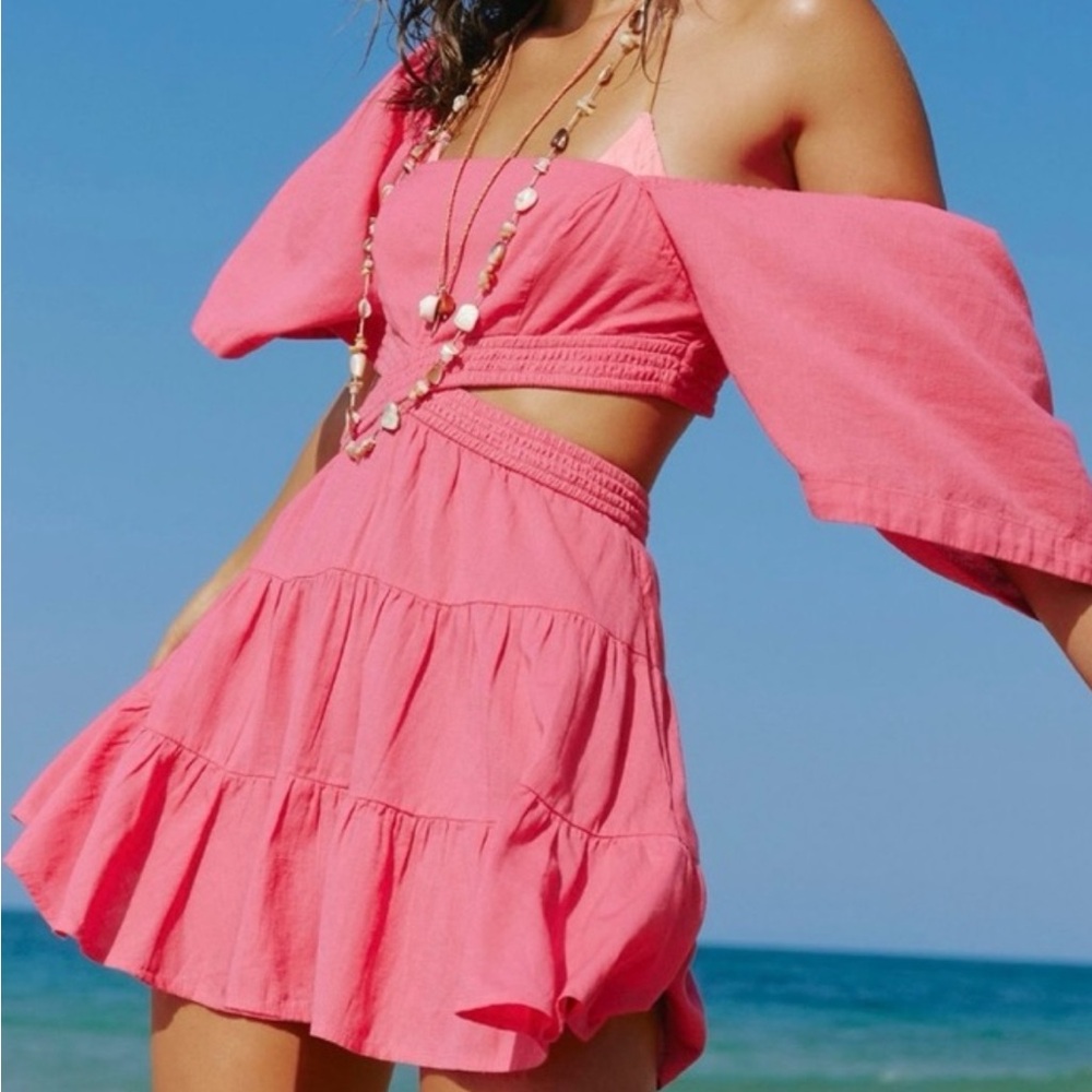 Free People Pink Mini Dress with cutouts